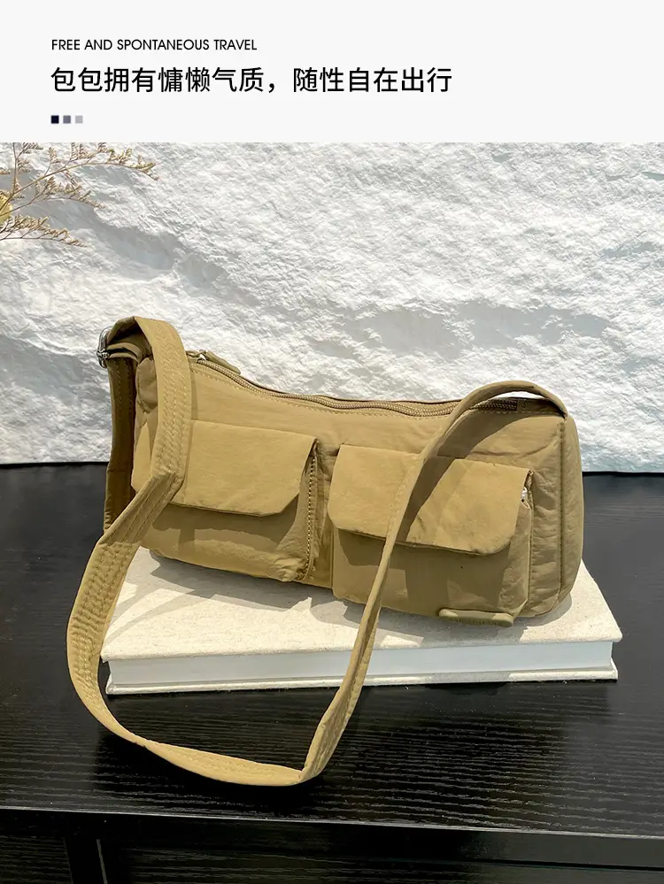 Light Pink Nylon Shoulder Bag for Women — feature 10