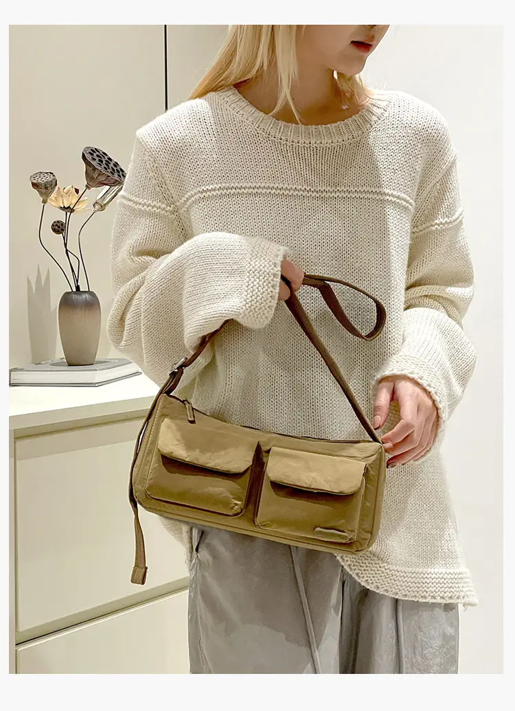 Light Pink Nylon Shoulder Bag for Women — feature 17