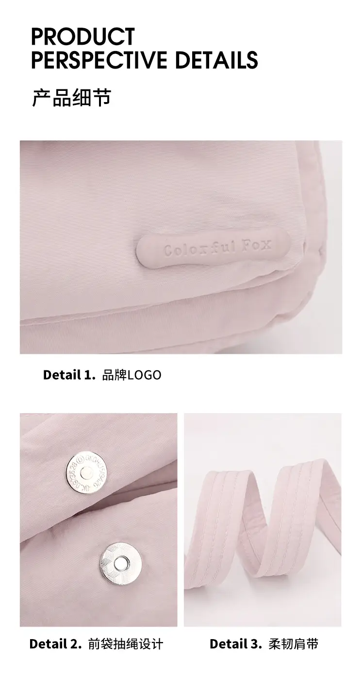 Light Pink Nylon Shoulder Bag for Women — feature 20