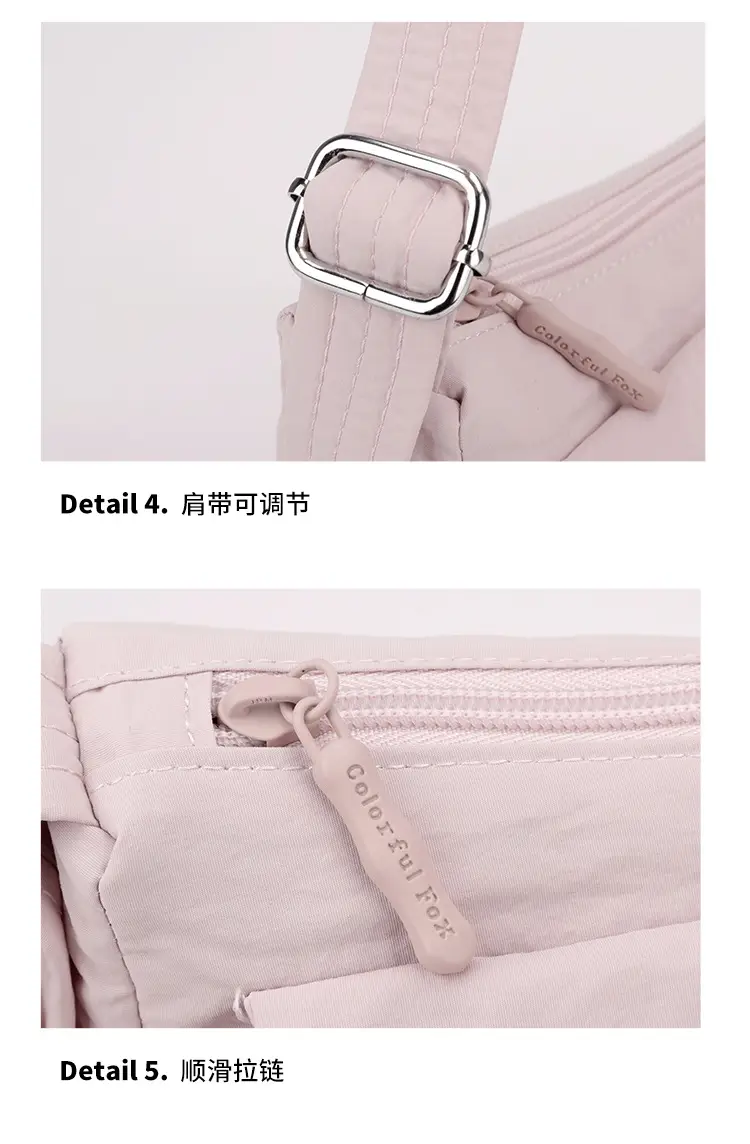 Light Pink Nylon Shoulder Bag for Women — feature 21