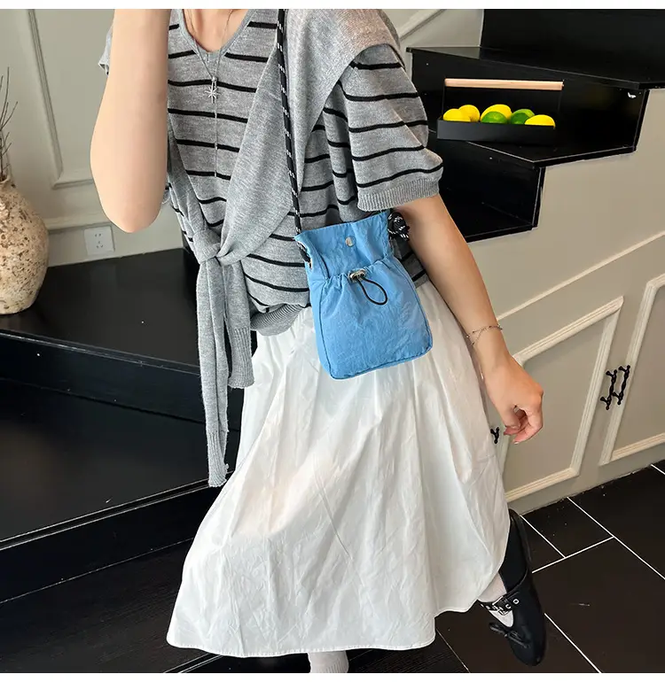 Blue Drawstring Mobile Phone Crossbody Bag for Women — feature 20