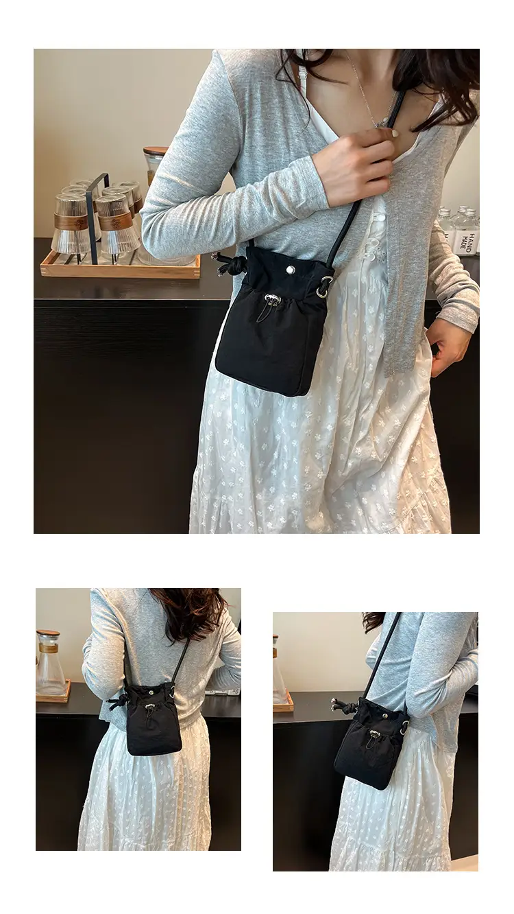 Blue Drawstring Mobile Phone Crossbody Bag for Women — feature 9