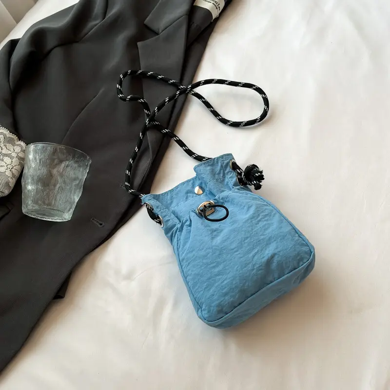 Blue Drawstring Mobile Phone Crossbody Bag for Women - Image 3