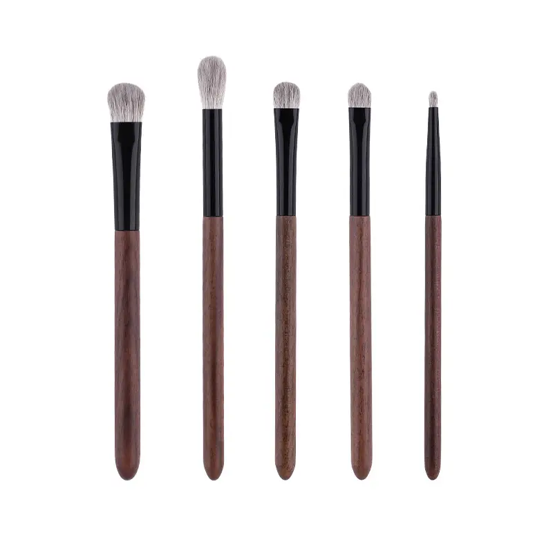 New Snow Fox Fur 5-Piece Eye Brush Set Walnut Handle - Image 6