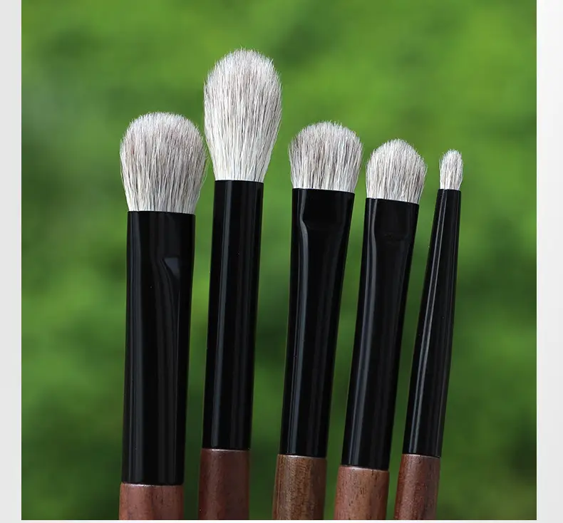 New Snow Fox Fur 5-Piece Eye Brush Set Walnut Handle β feature 12