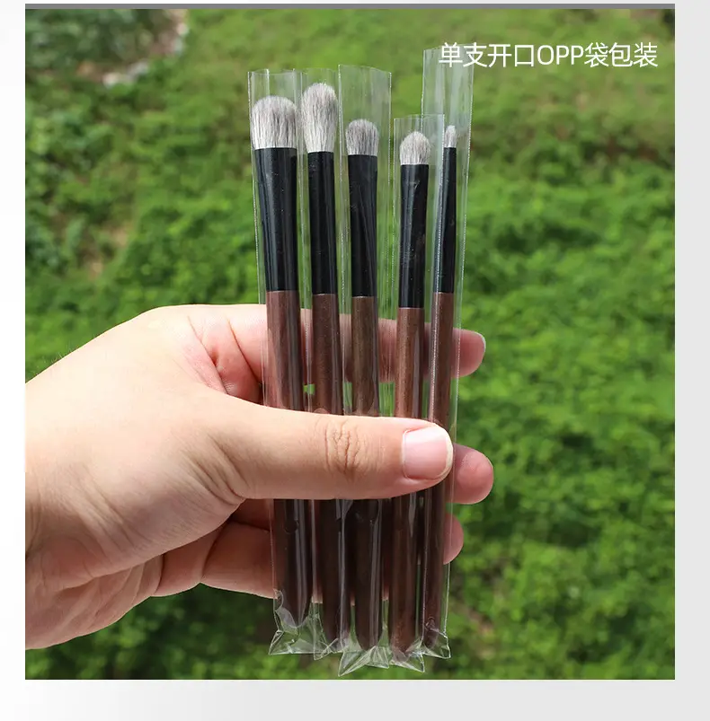 New Snow Fox Fur 5-Piece Eye Brush Set Walnut Handle β feature 14