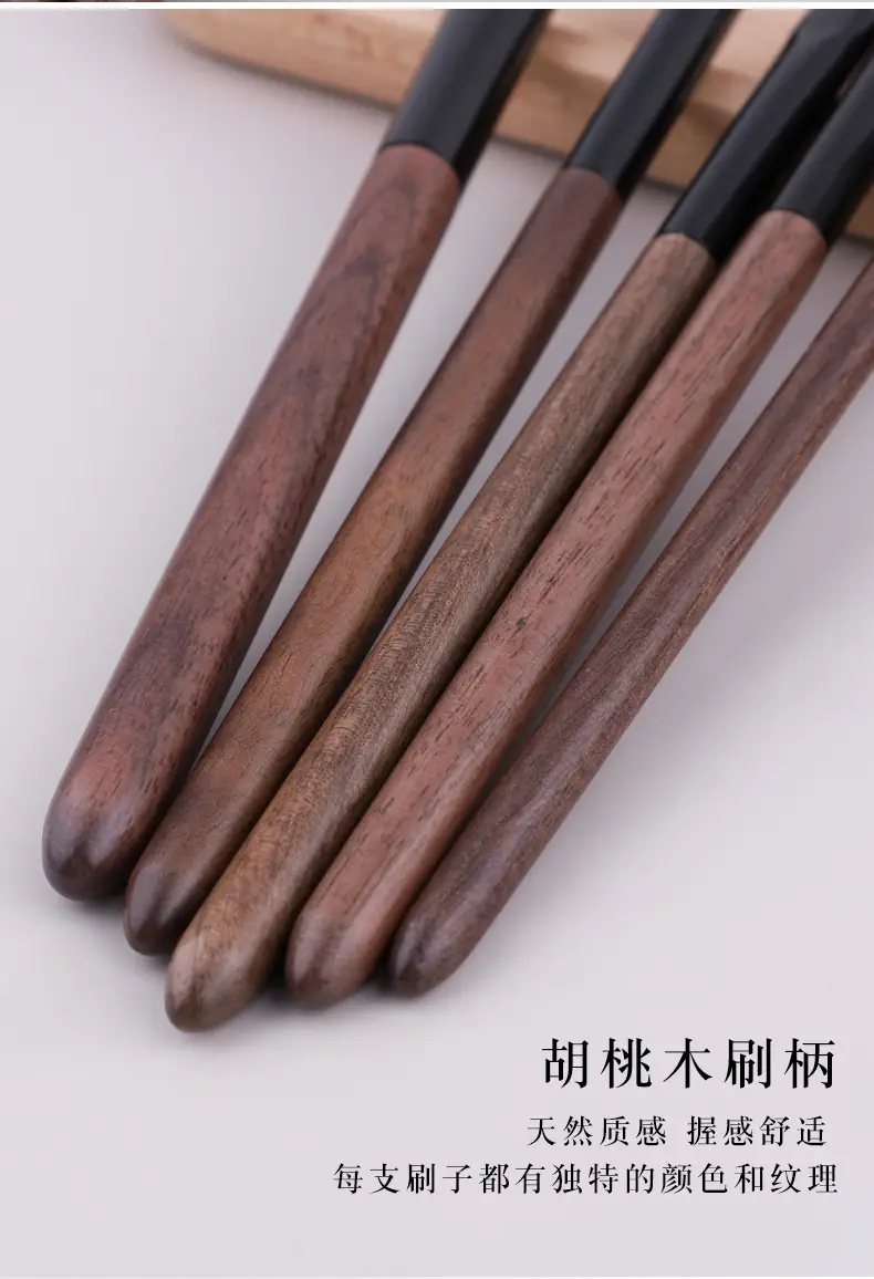 New Snow Fox Fur 5-Piece Eye Brush Set Walnut Handle β feature 8