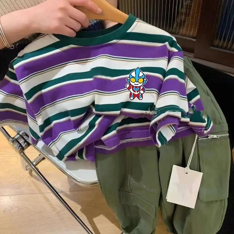 Boys Striped Mickey T-Shirt 2025 Summer