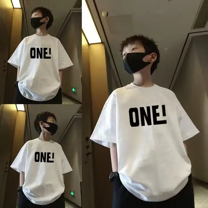 Boys One T-Shirt White Summer Casual Loose Fit - Image 13