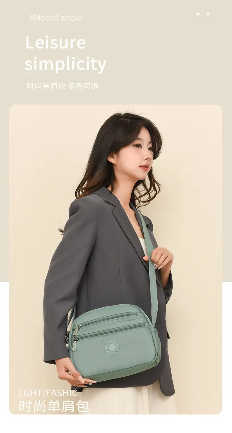 Black Nylon Crossbody Bag for Women with Water Repellent — feature 1
