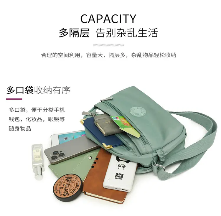 Black Nylon Crossbody Bag for Women with Water Repellent — feature 5