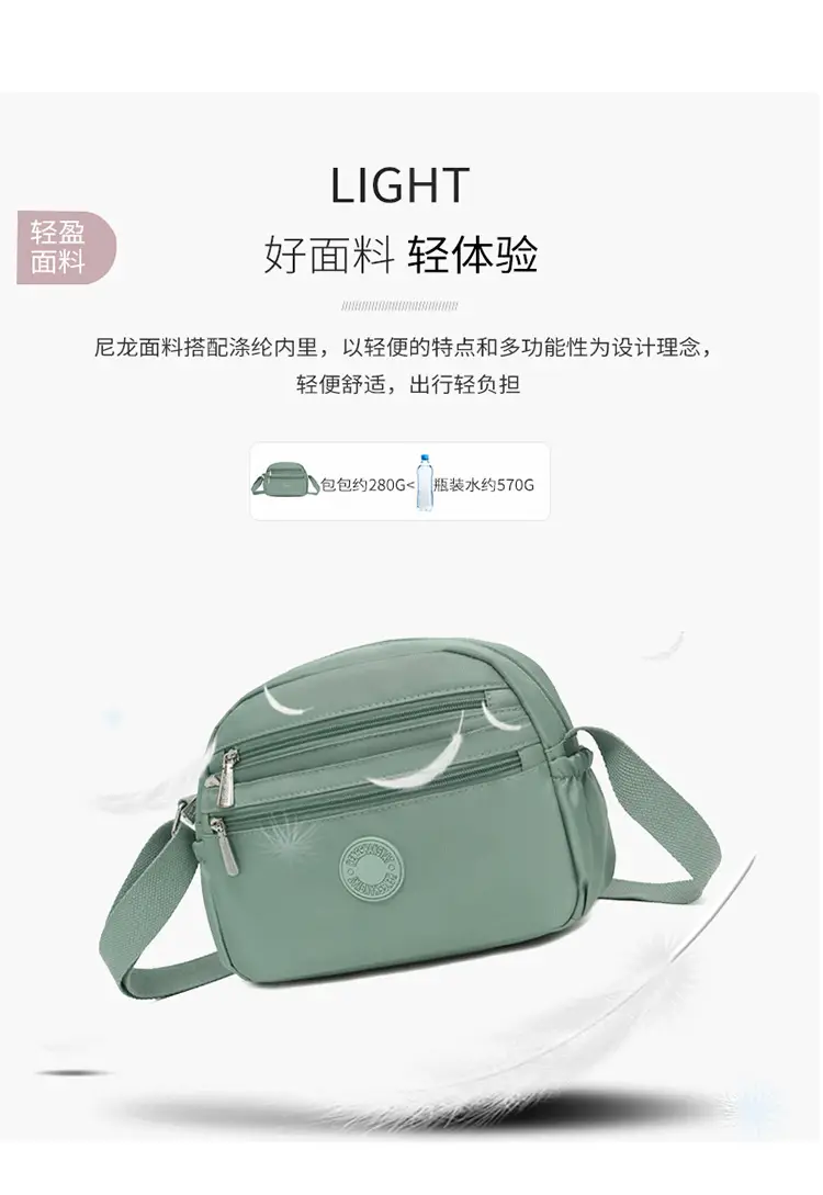 Black Nylon Crossbody Bag for Women with Water Repellent — feature 8