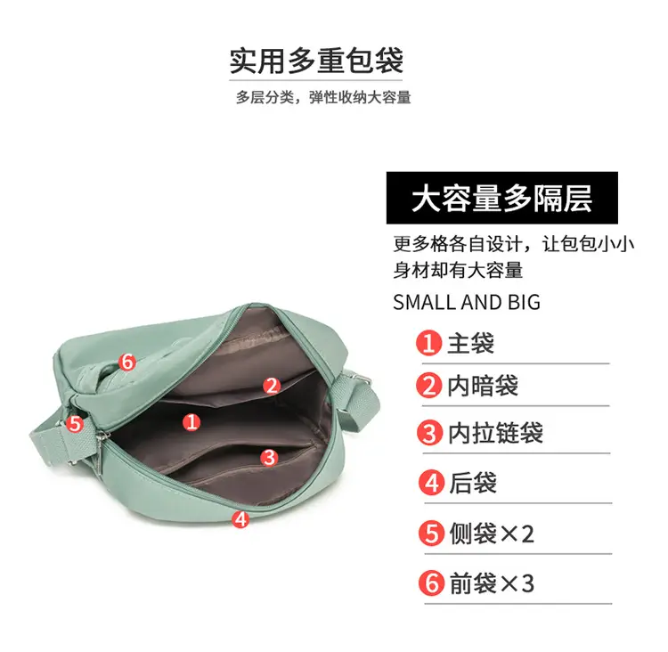 Black Nylon Crossbody Bag for Women with Water Repellent — feature 9