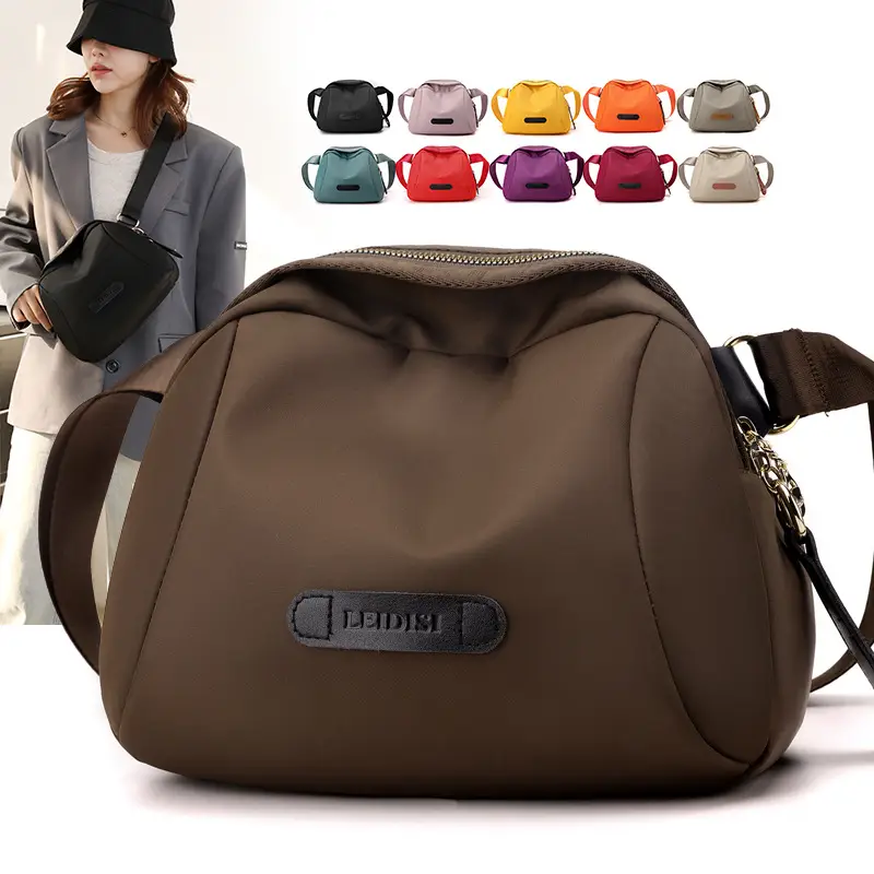 Women's Oxford Cloth Travel Backpack Brown Multi-Functional - Image 12