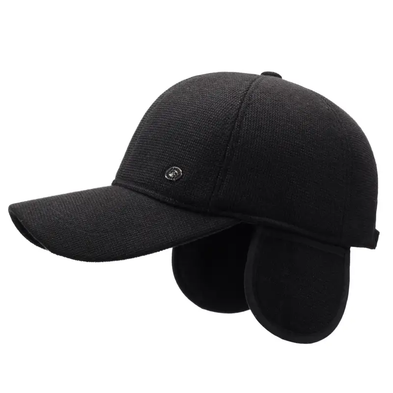 Men Winter Warm Fleece Cap Black Baseball - Image 7