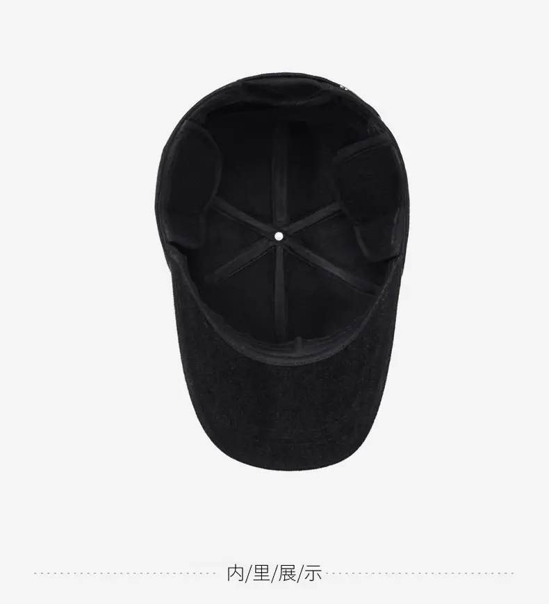 Men Winter Warm Fleece Cap Black Baseball — feature 13