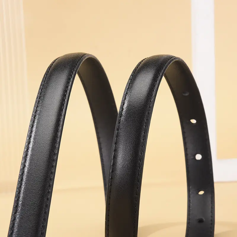 Women's Brown Leather Belt with Gold Buckle - Image 9