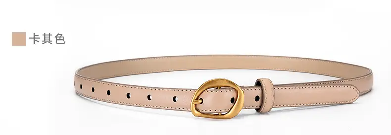 Women's Brown Leather Belt with Gold Buckle β feature 16