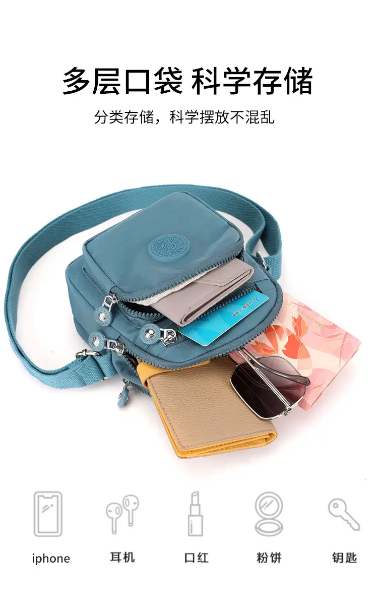Women's Blue Canvas Crossbody Bag Mini Oxford Cloth Single Shoulder — feature 11