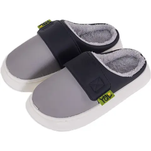 Pu Waterproof Cotton Slippers for Women, Autumn and Winter Fleece-Lined to Heattech, Home Use, Non-Slip, Thickeneded Couple Slippers for Winter - Image 9