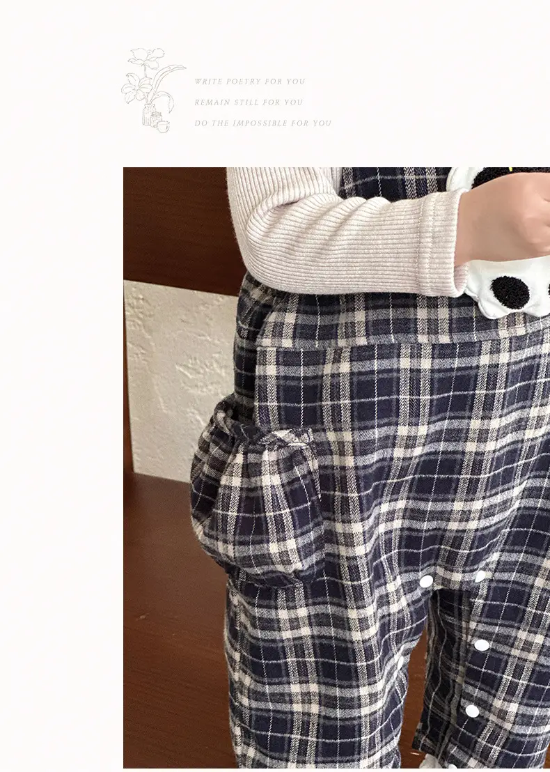 Baby Overalls Set Retro British Style Plaid Jumpsuit T-Shirt — feature 19