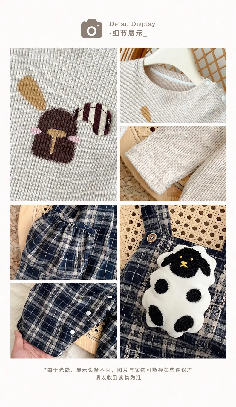 Baby Overalls Set Retro British Style Plaid Jumpsuit T-Shirt — feature 20