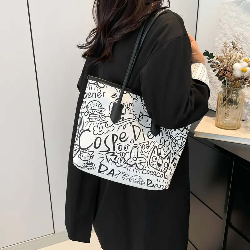 Women Graffiti Canvas Shoulder Bag Large Capacity 2025 - Image 7