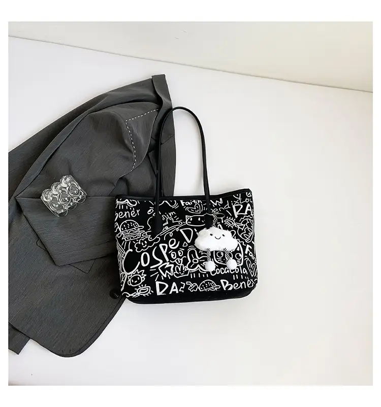 Women Graffiti Canvas Shoulder Bag Large Capacity 2025 — feature 21