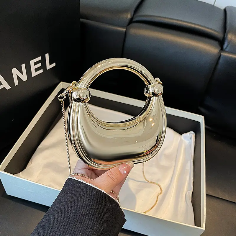 Golden Acrylic Mini Chain Shoulder Bag for Women - Image 7