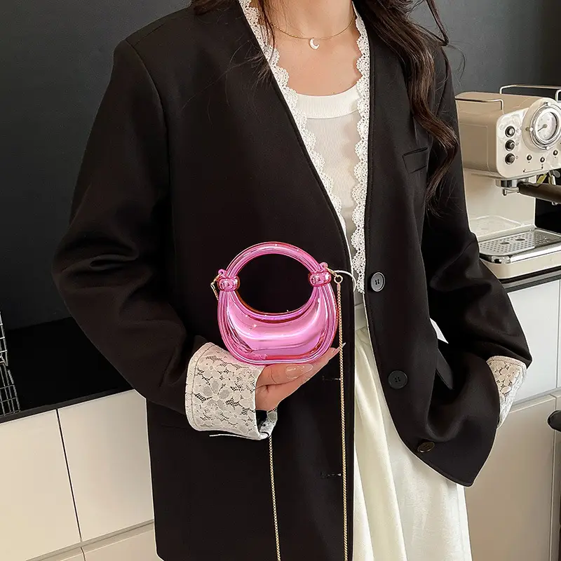 Golden Acrylic Mini Chain Shoulder Bag for Women - Image 9
