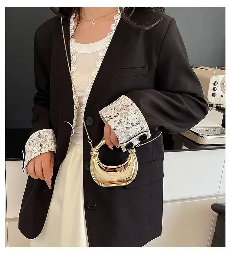 Golden Acrylic Mini Chain Shoulder Bag for Women — feature 1