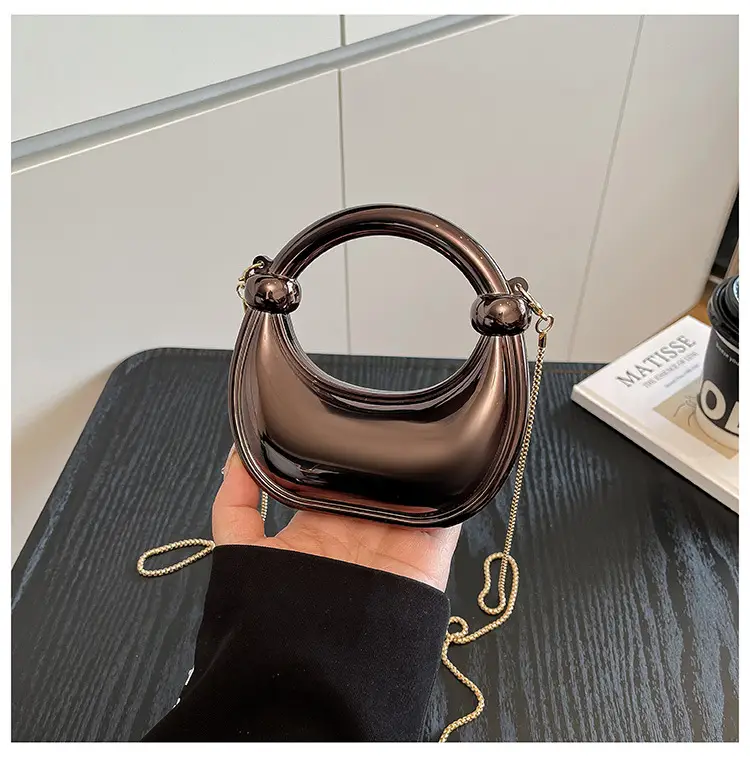 Golden Acrylic Mini Chain Shoulder Bag for Women — feature 25