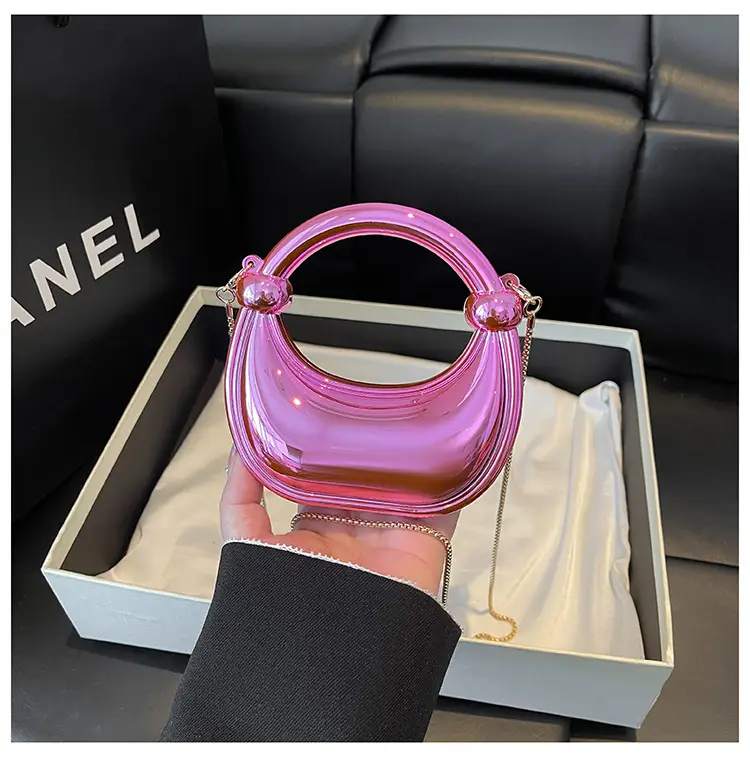 Golden Acrylic Mini Chain Shoulder Bag for Women — feature 26