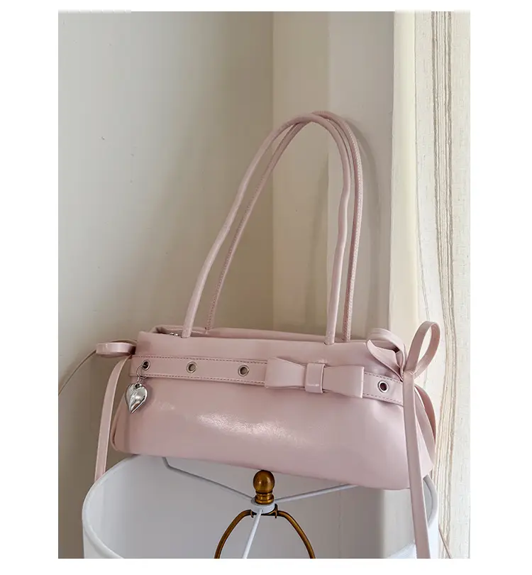 Women's Red Leather Shoulder Bag with Zipper Compartment — feature 10