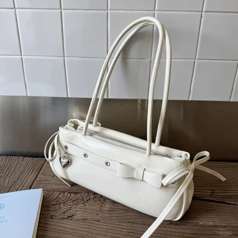Women's Red Leather Shoulder Bag with Zipper Compartment — feature 25