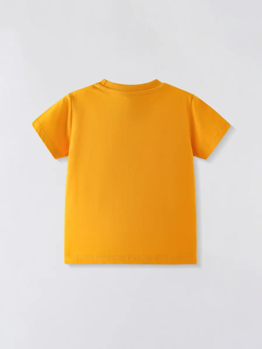 2025 Boys Cotton Dinosaur T-Shirt Yellow