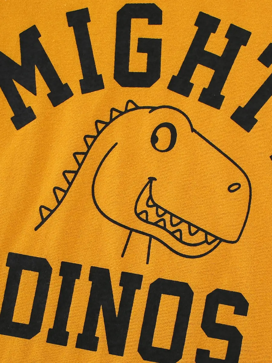 2025 Boys Cotton Dinosaur T-Shirt Yellow