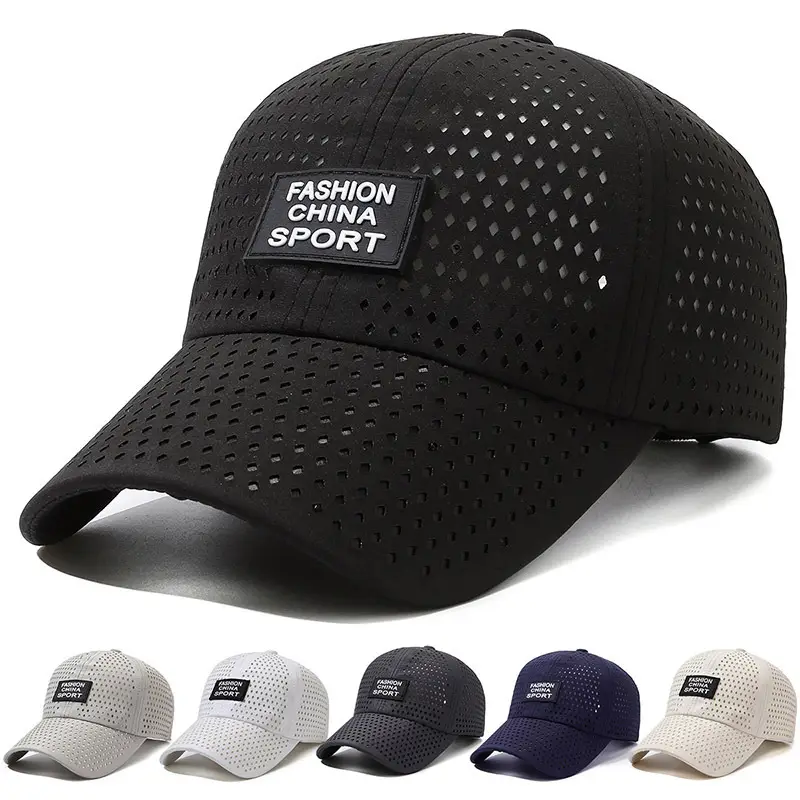 Black Perforated Baseball Cap for Men Women Sun Protection - Image 7