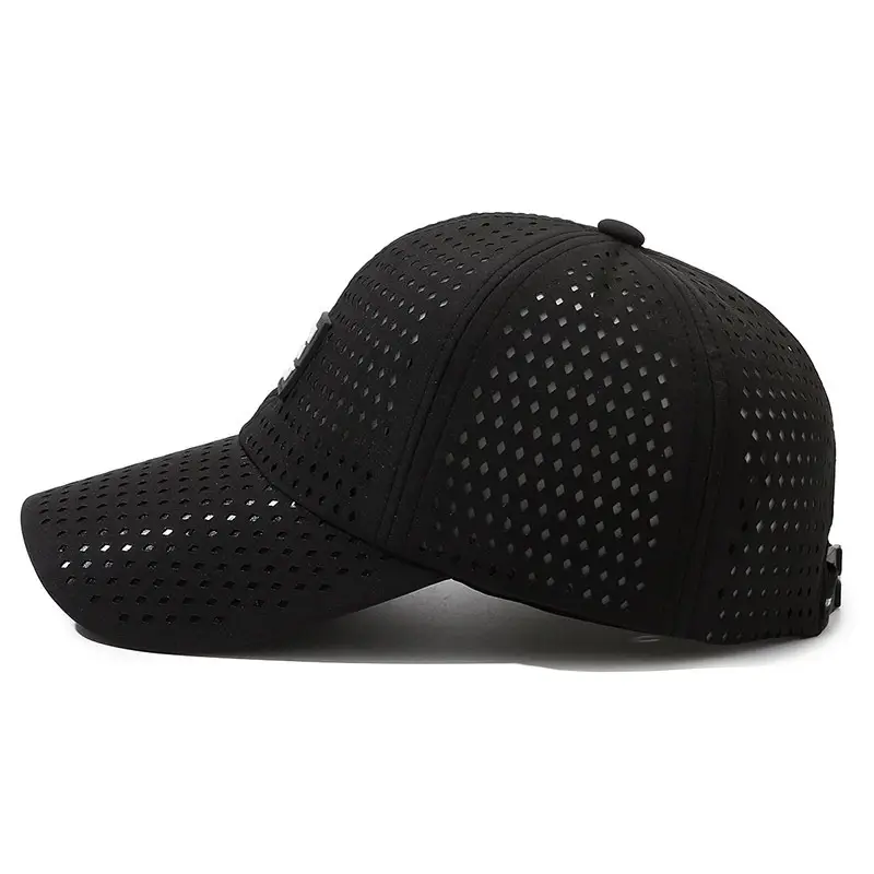 Black Perforated Baseball Cap for Men Women Sun Protection - Image 8