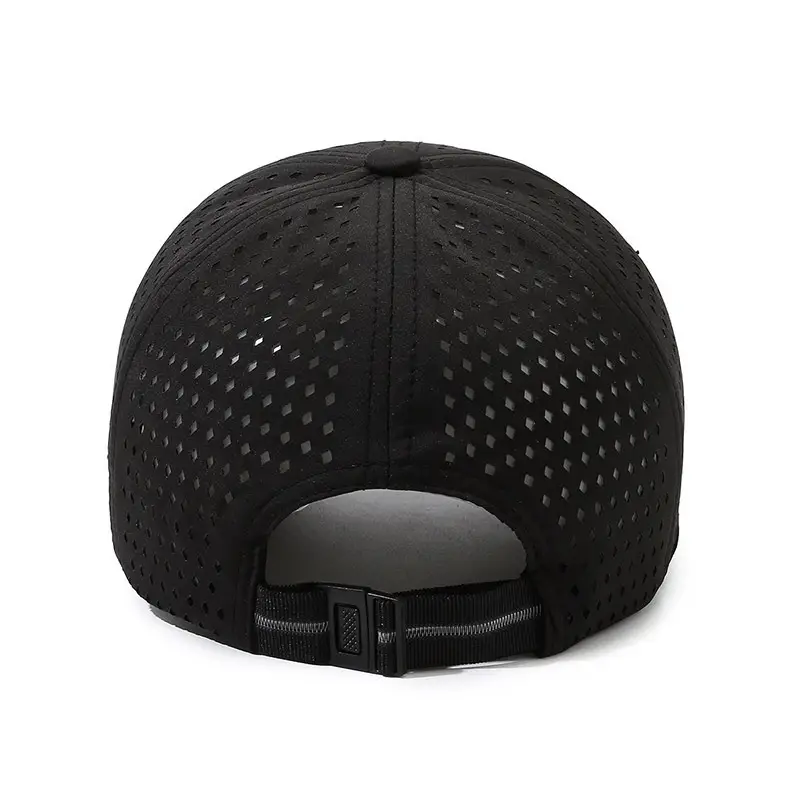 Black Perforated Baseball Cap for Men Women Sun Protection - Image 9