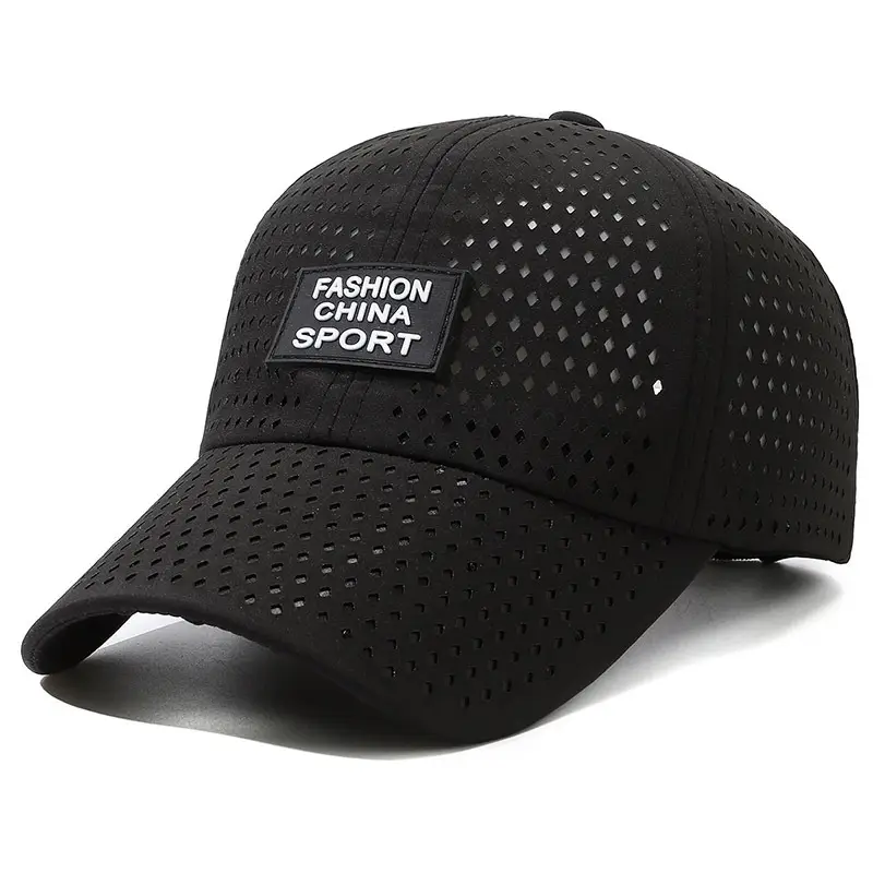 Black Perforated Baseball Cap for Men Women Sun Protection — feature 5