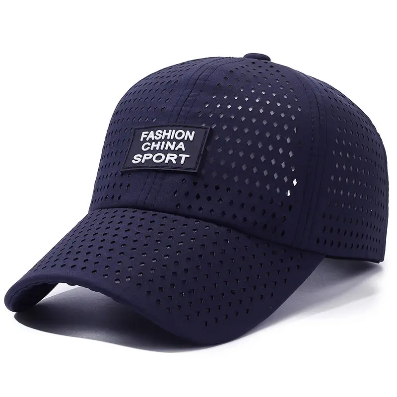 Black Perforated Baseball Cap for Men Women Sun Protection - Image 3