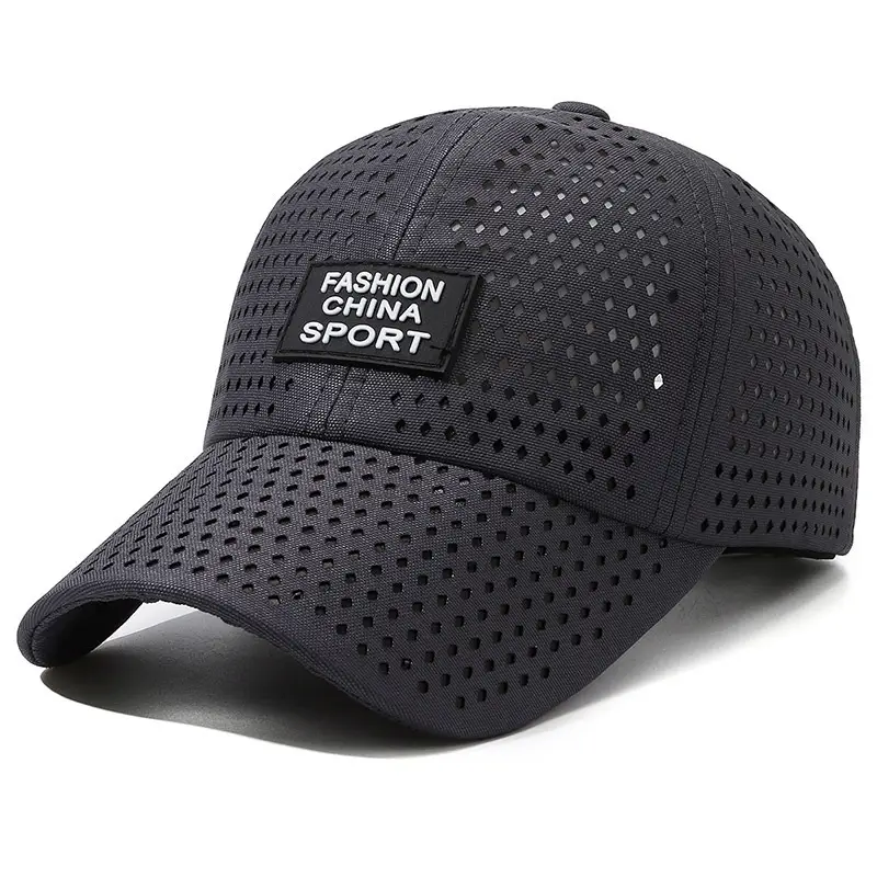 Black Perforated Baseball Cap for Men Women Sun Protection - Image 6