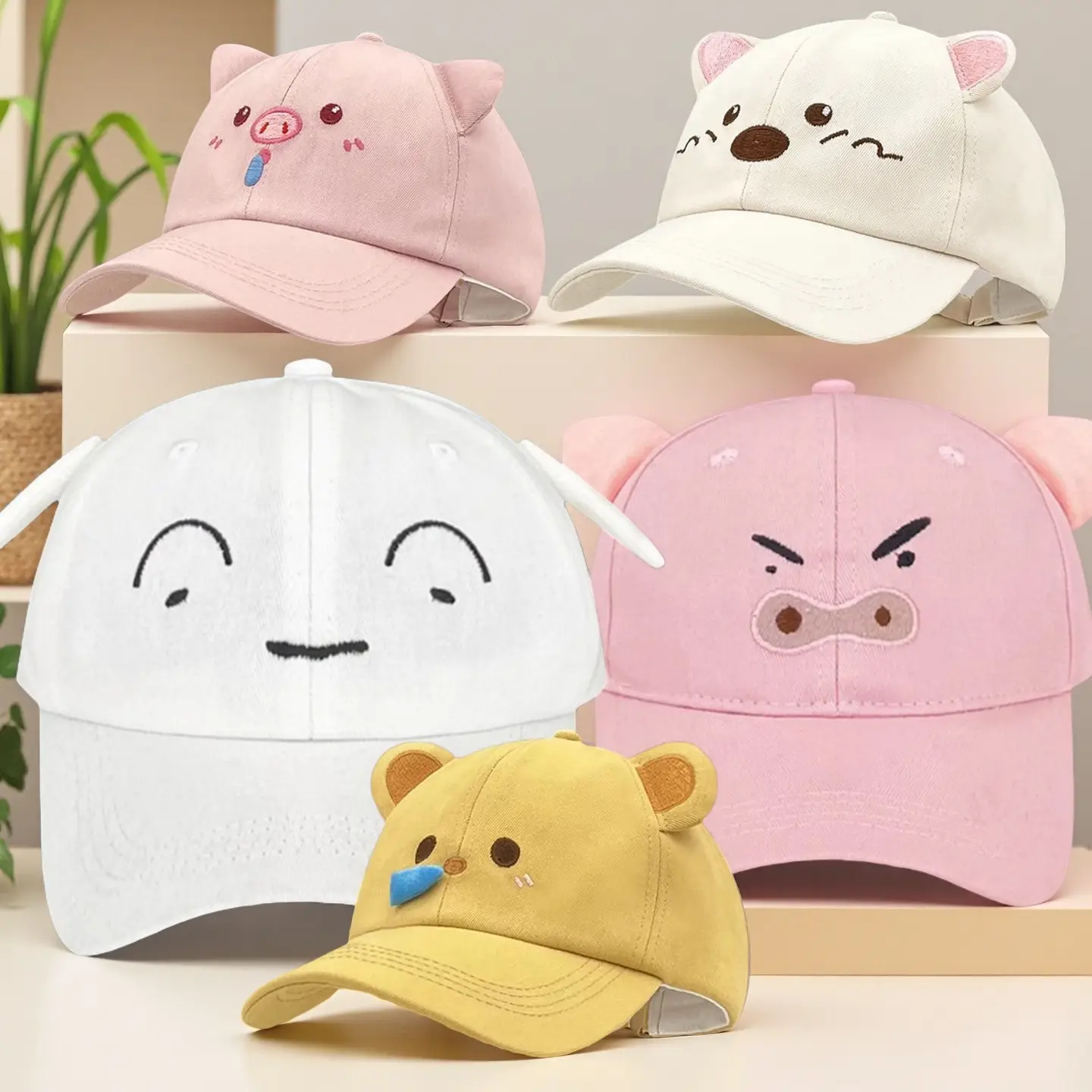 Cute Bear Cap for Women Sun Protection Wide Brim