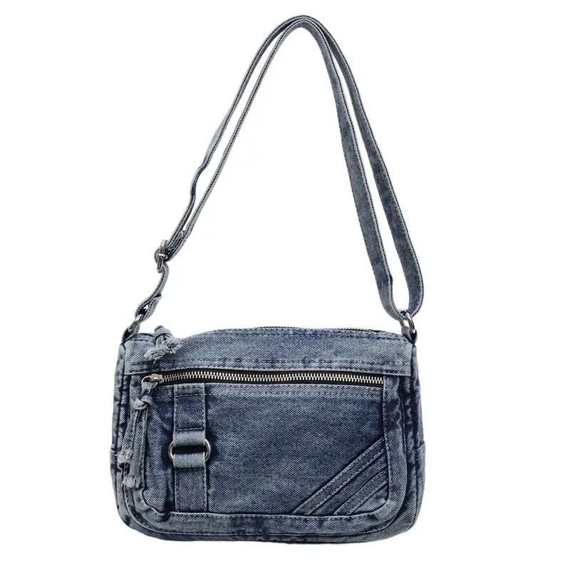 Denim Crossbody Bag for Girls Boys Retro Large Capacity