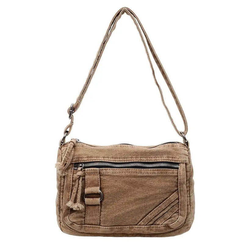 Denim Crossbody Bag for Girls Boys Retro Large Capacity