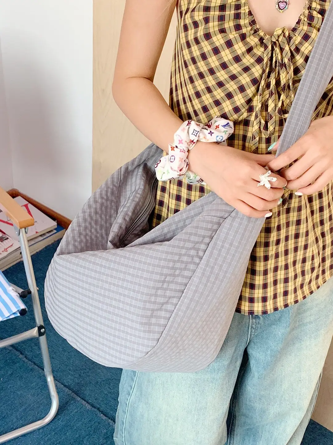 Women Crossbody Bag Gray Nylon Summer 2025 - Image 5