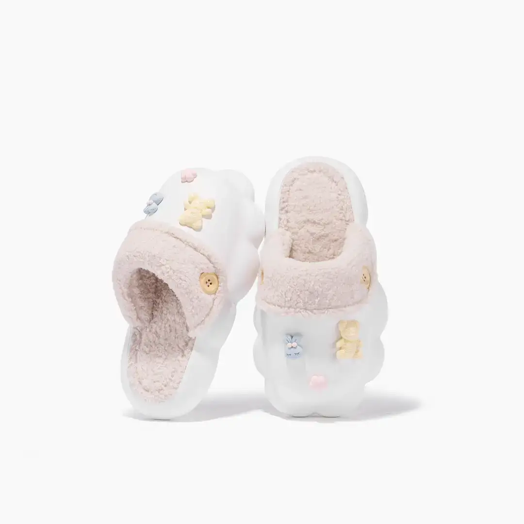 Women's Cute Style Cotton Slippers Indoor and Outdoor Autumn and Winter Non-Slip Breathable Plush Fabric Home Four-Season Fur Slippers for Women - Image 2