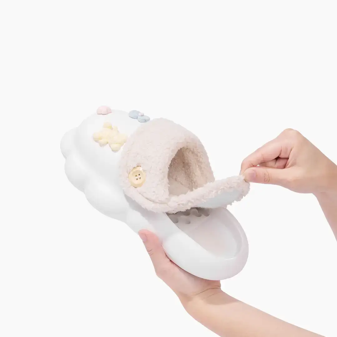 Women's Cute Style Cotton Slippers Indoor and Outdoor Autumn and Winter Non-Slip Breathable Plush Fabric Home Four-Season Fur Slippers for Women - Image 5