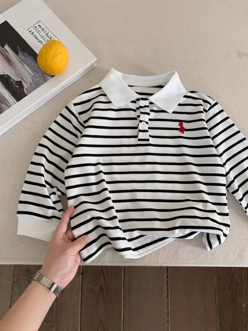 Children's Striped Polo Shirt 2025 Autumn - Image 8